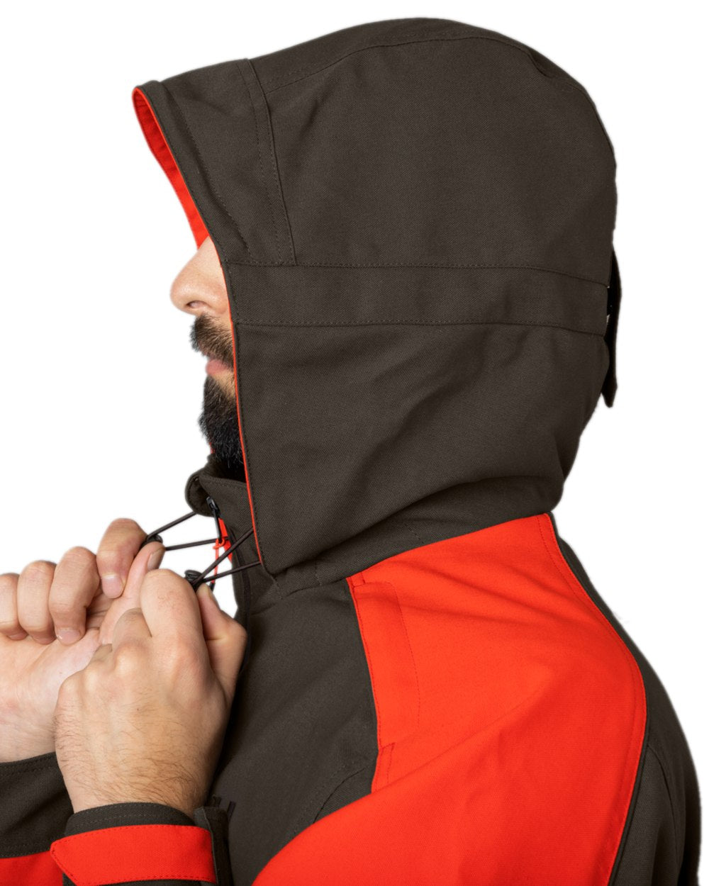 Willow Green Orange Coloured Harkila Pro Hunter Dog Keeper GTX Jacket on white background 