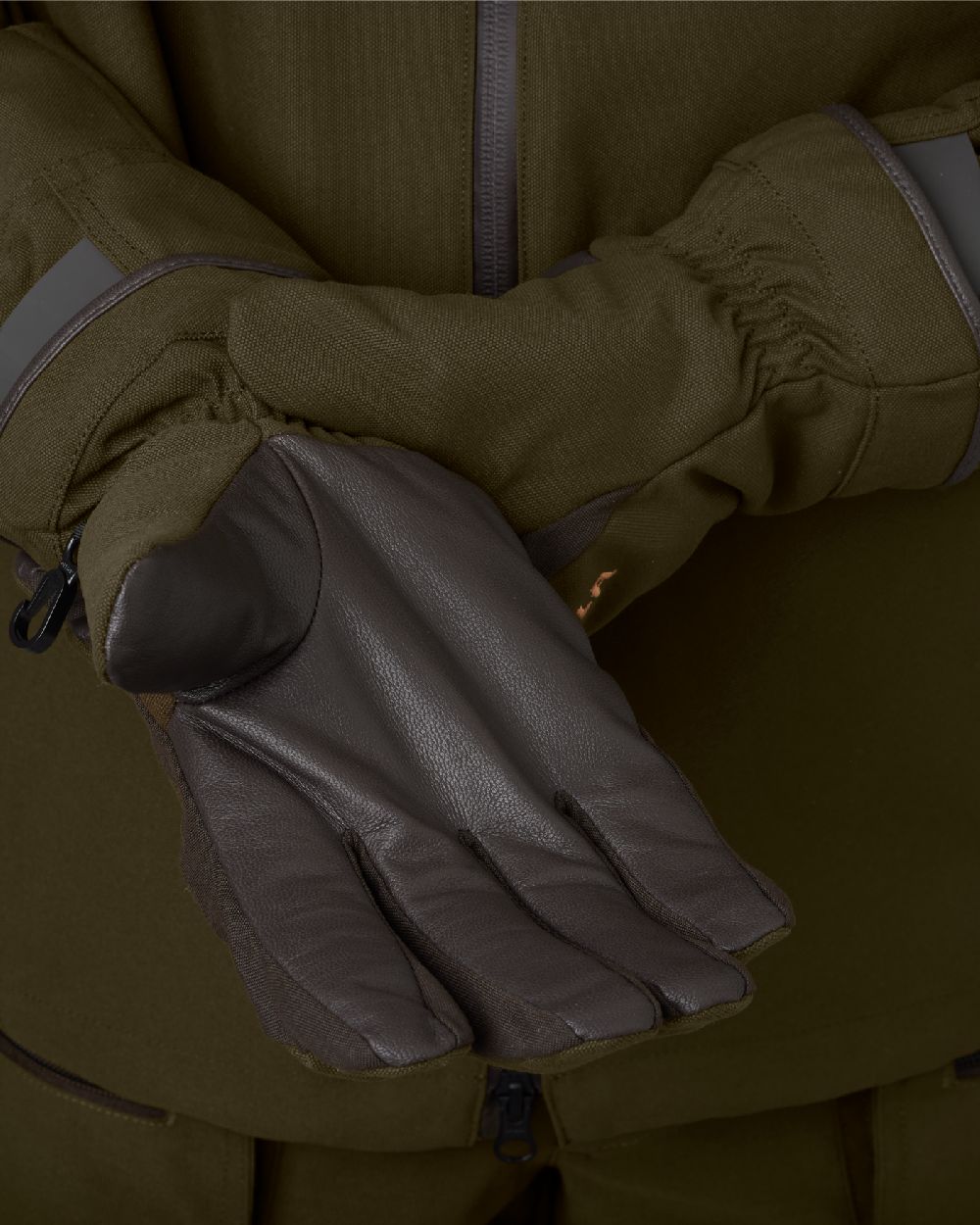 Willow Green Shadow Brown Coloured Harkila Pro Hunter GTX Gloves on white background 