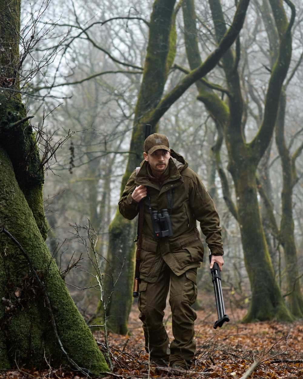 Willow Green Coloured Harkila Pro Hunter GTX Legacy Jacket on outdoor background 