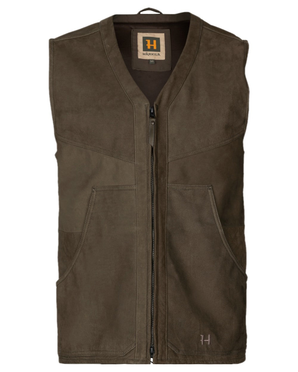 Willow Green Coloured Harkila Pro Hunter Leather Waistcoat on white background 