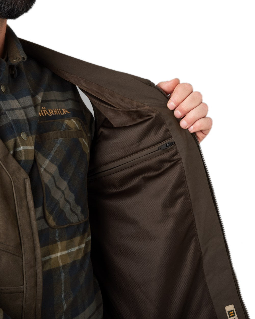 Willow Green Coloured Harkila Pro Hunter Leather Waistcoat on white background 