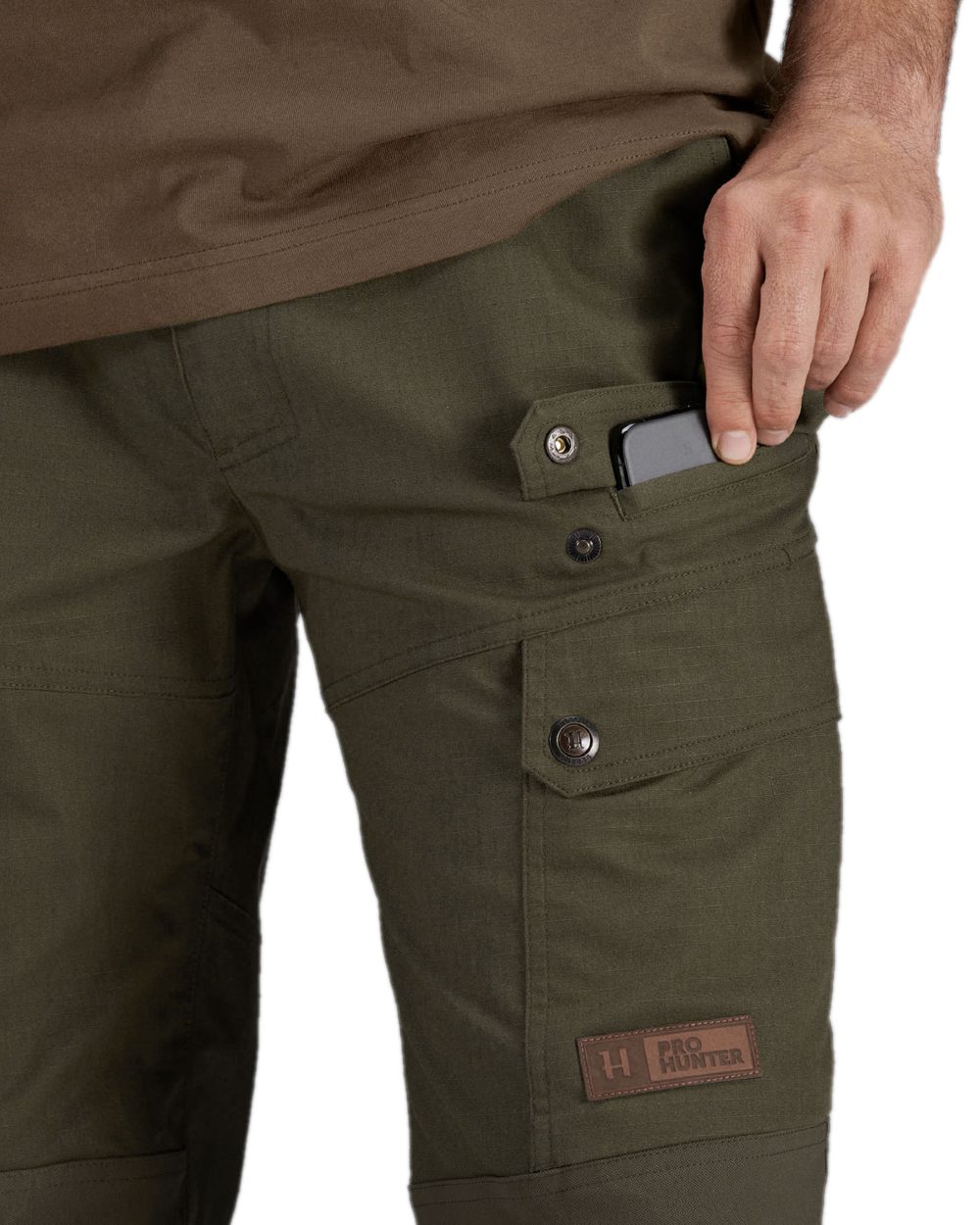 Light Willow Green Coloured Harkila Pro Hunter Light Trousers on white background 
