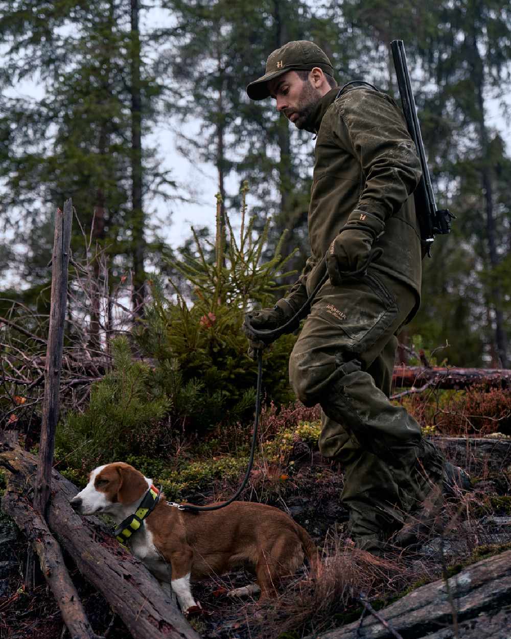 Willow Green Coloured Harkila Pro Hunter Move 2.0 GTX Jacket on outdoor background 