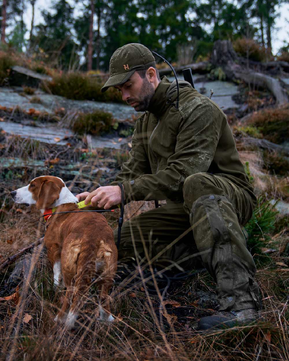 Willow Green Coloured Harkila Pro Hunter Move 2.0 GTX Jacket on outdoor background 