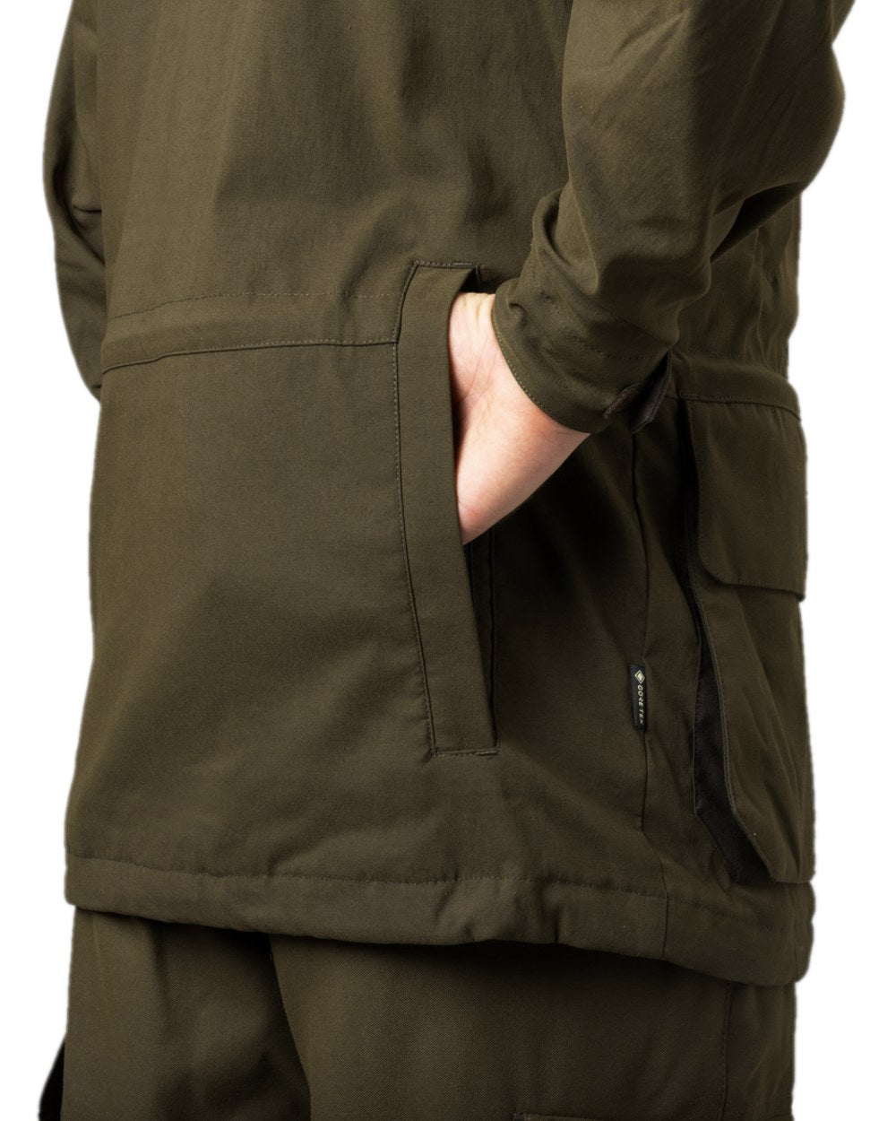 Willow Green Coloured Harkila Pro Hunter Shooting GTX Jacket on white background 