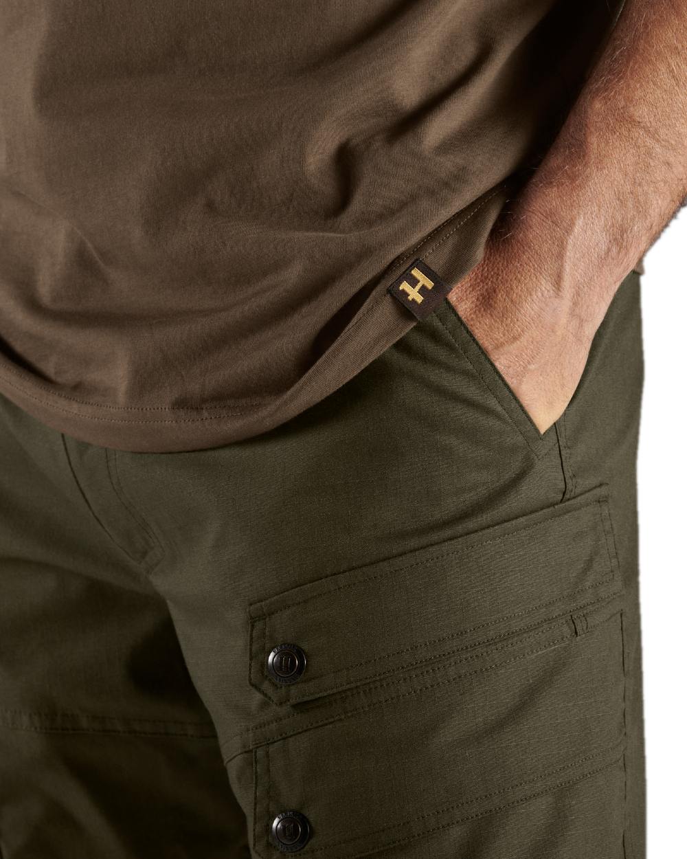 Slate Brown Coloured Harkila Pro Hunter Short Sleeve T-Shirt on white background 