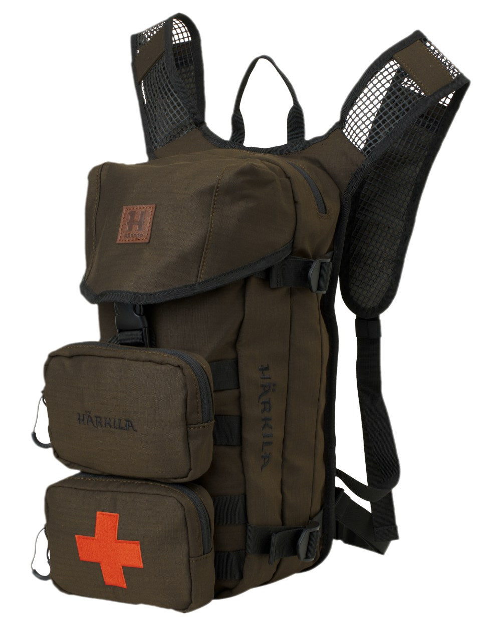 Willow Green Coloured Harkila Ragnar First Aid Backpack on white background 