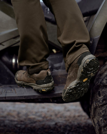 Dark Brown Coloured Harkila Reidmar Low GTX Shoes on car background 