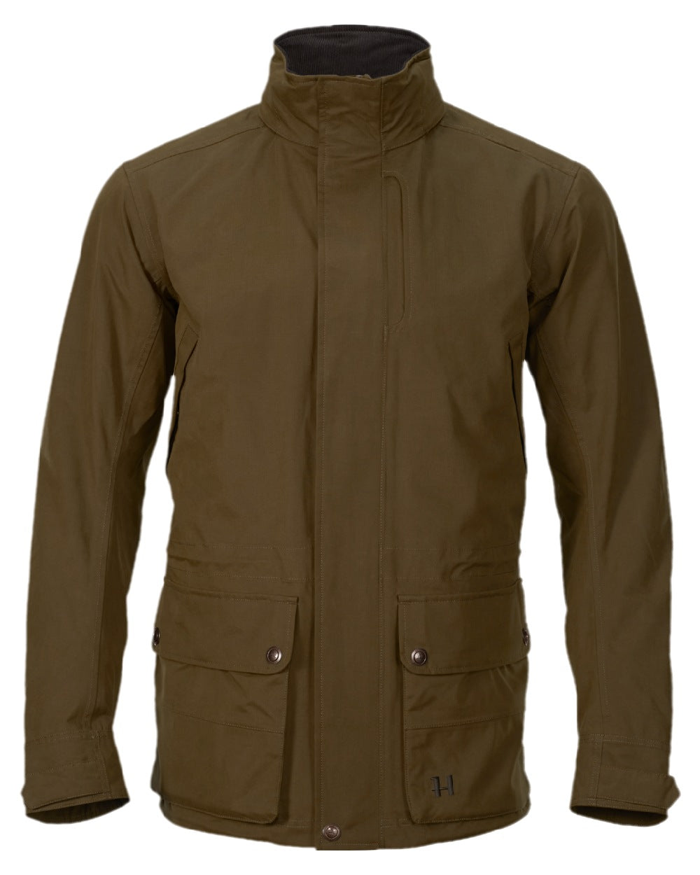 Warm Olive Coloured Harkila Retrieve Jacket on white background 