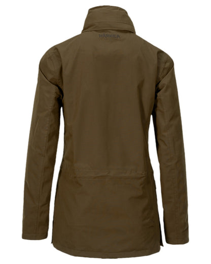 Warm Olive Coloured Harkila Retrieve Lady Jacket on white background 