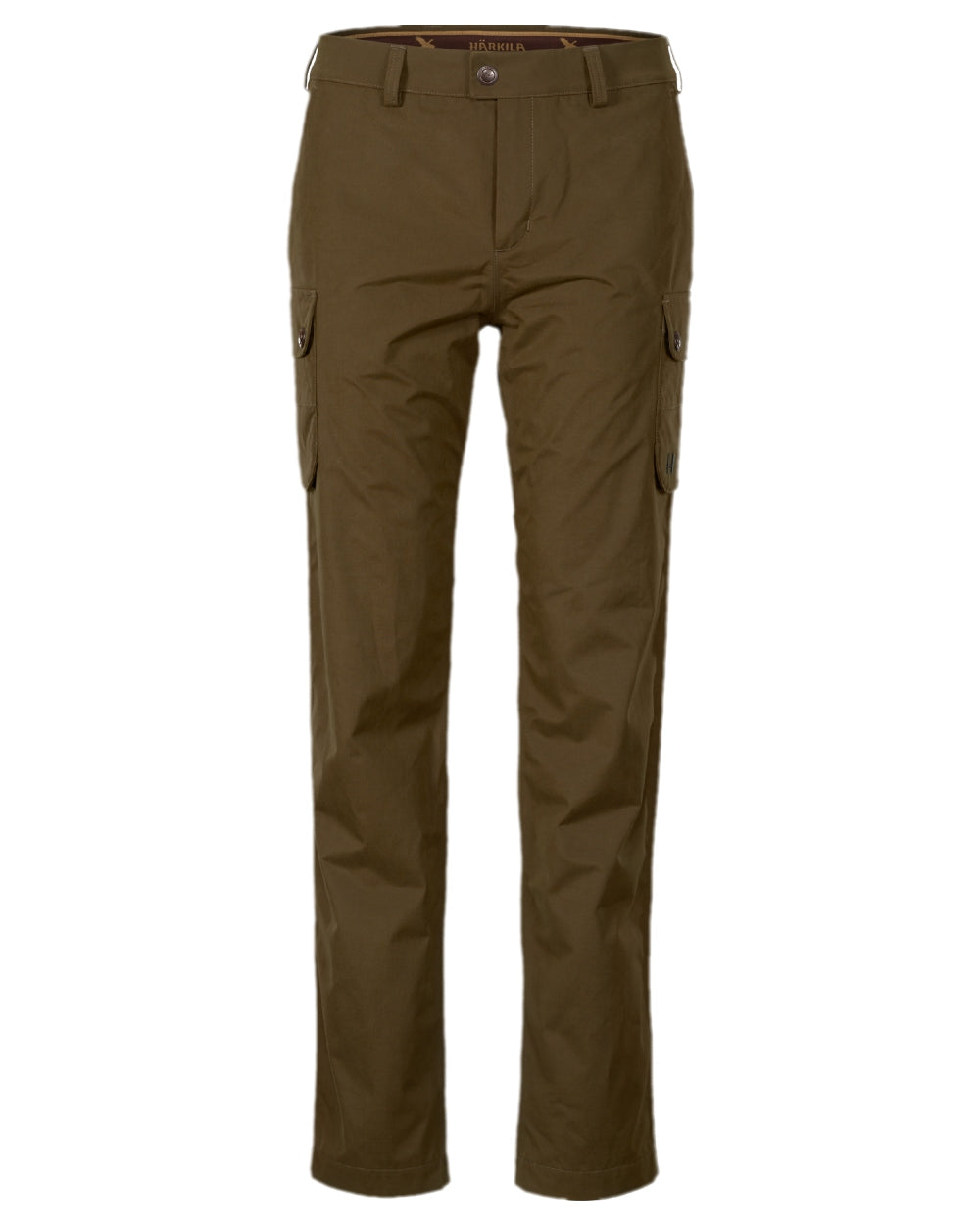 Warm Olive Coloured Harkila Retrieve Lady Trousers on white background 