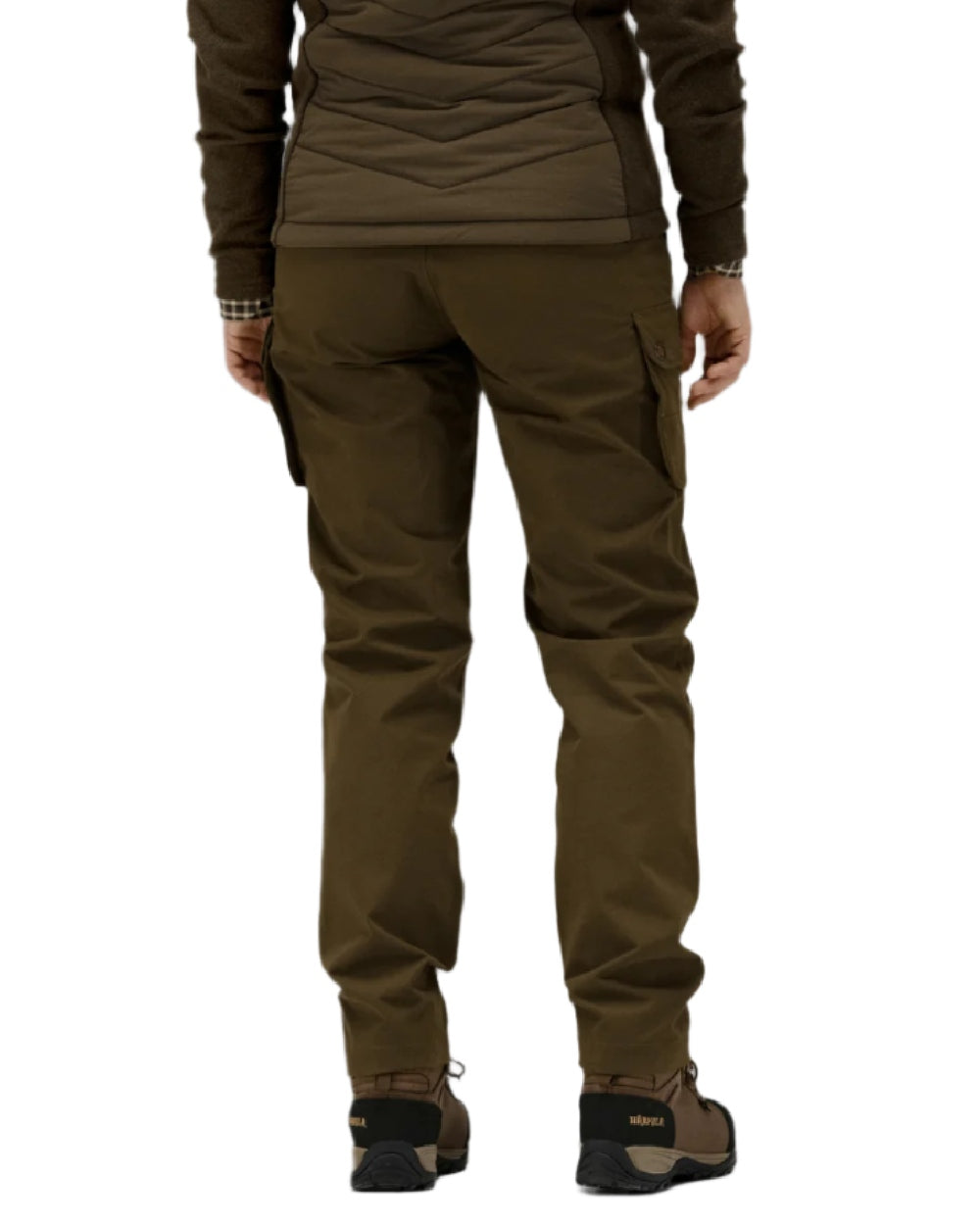 Warm Olive Coloured Harkila Retrieve Lady Trousers on white background 