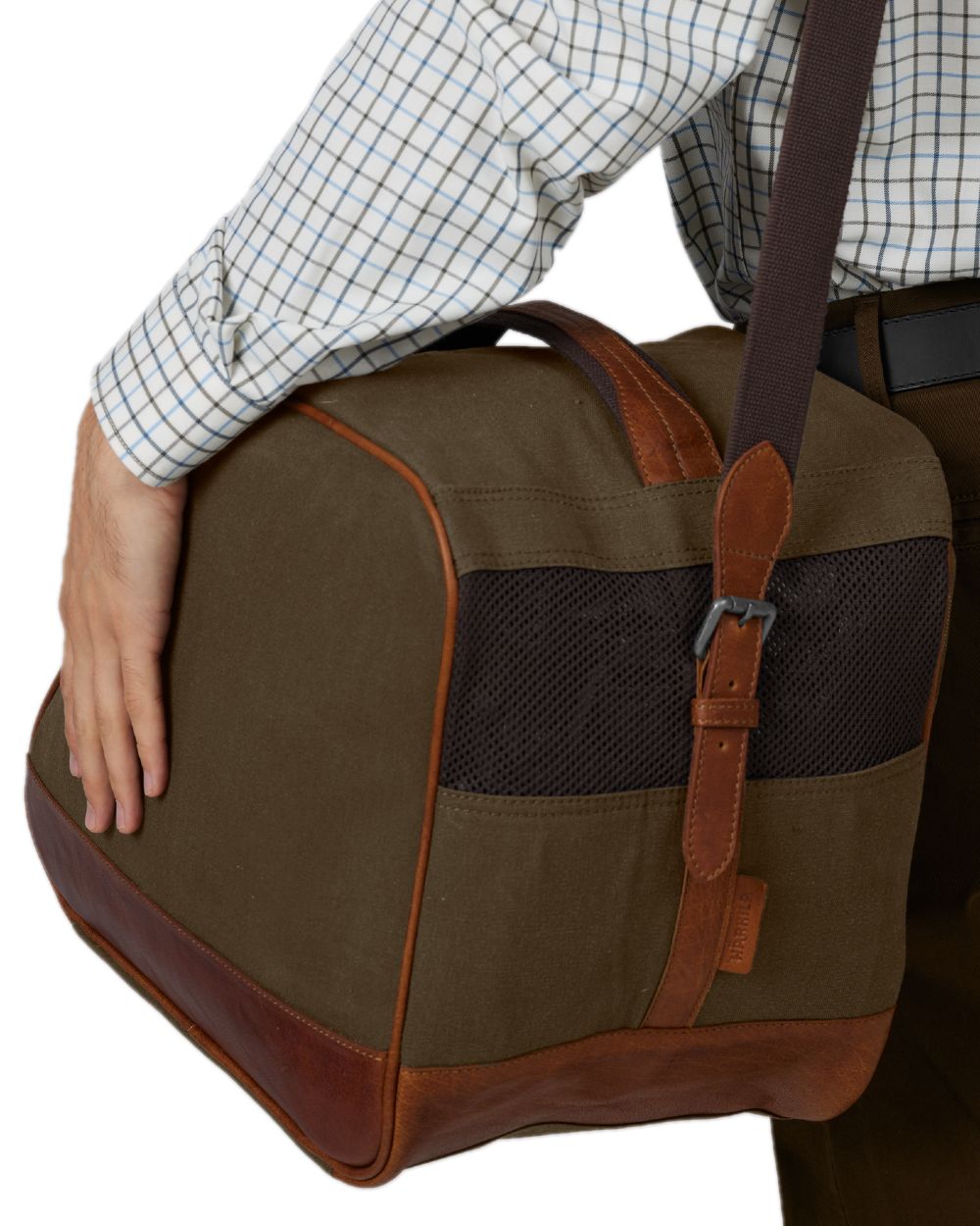 Warm Olive Coloured Harkila Retrieve Low Boot Bag on white background 