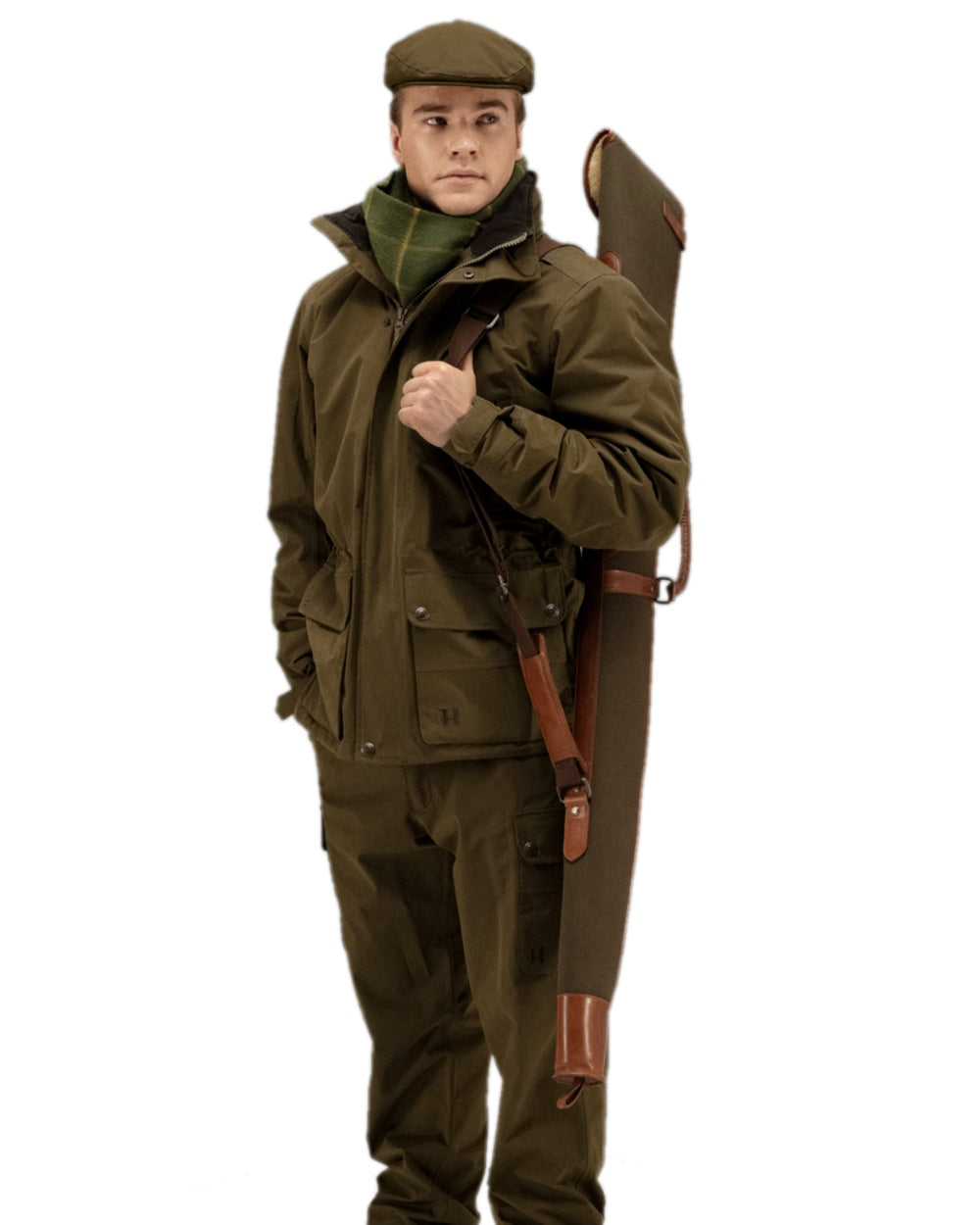 Warm Olive Coloured Harkila Retrieve Shotgun Slip on white background 