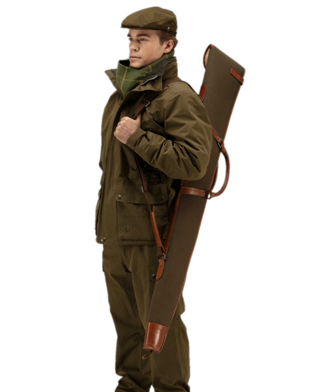 Warm Olive Coloured Harkila Retrieve Shotgun Slip on white background 