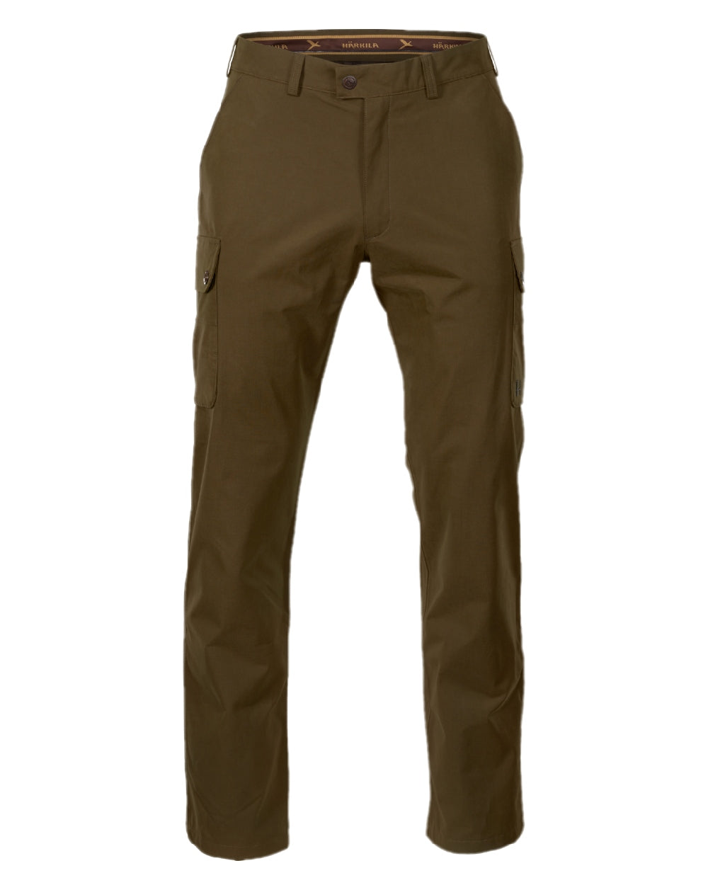 Warm Olive Coloured Harkila Retrieve Trousers on white background 