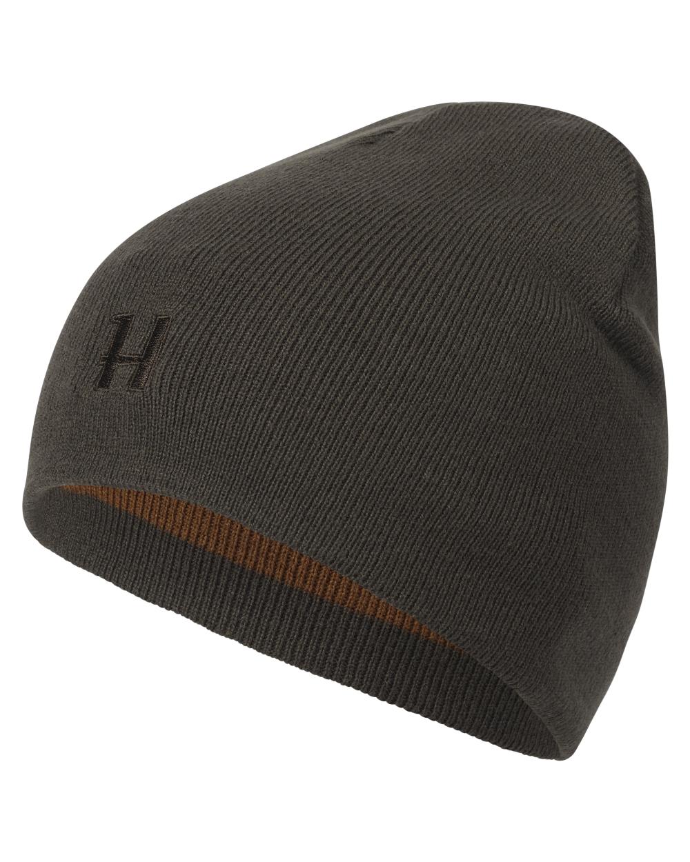 Shadow Brown Rustique Clay Coloured Harkila Reversible Beanie on white background 