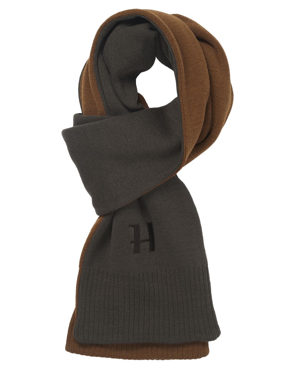 Shadow Brown Rustique Clay Coloured Harkila Reversible Scarf on white background 