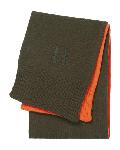 Willow Green Orange Coloured Harkila Reversible Scarf on white background 