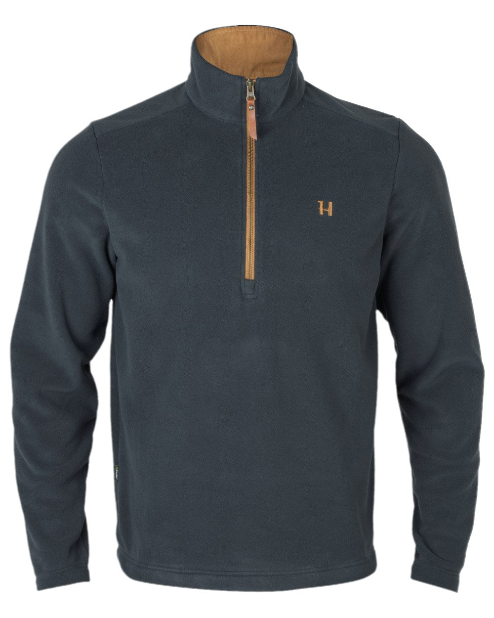 Dark Navy Coloured Harkila Sandhem 200 Fleece Pullover on white background 