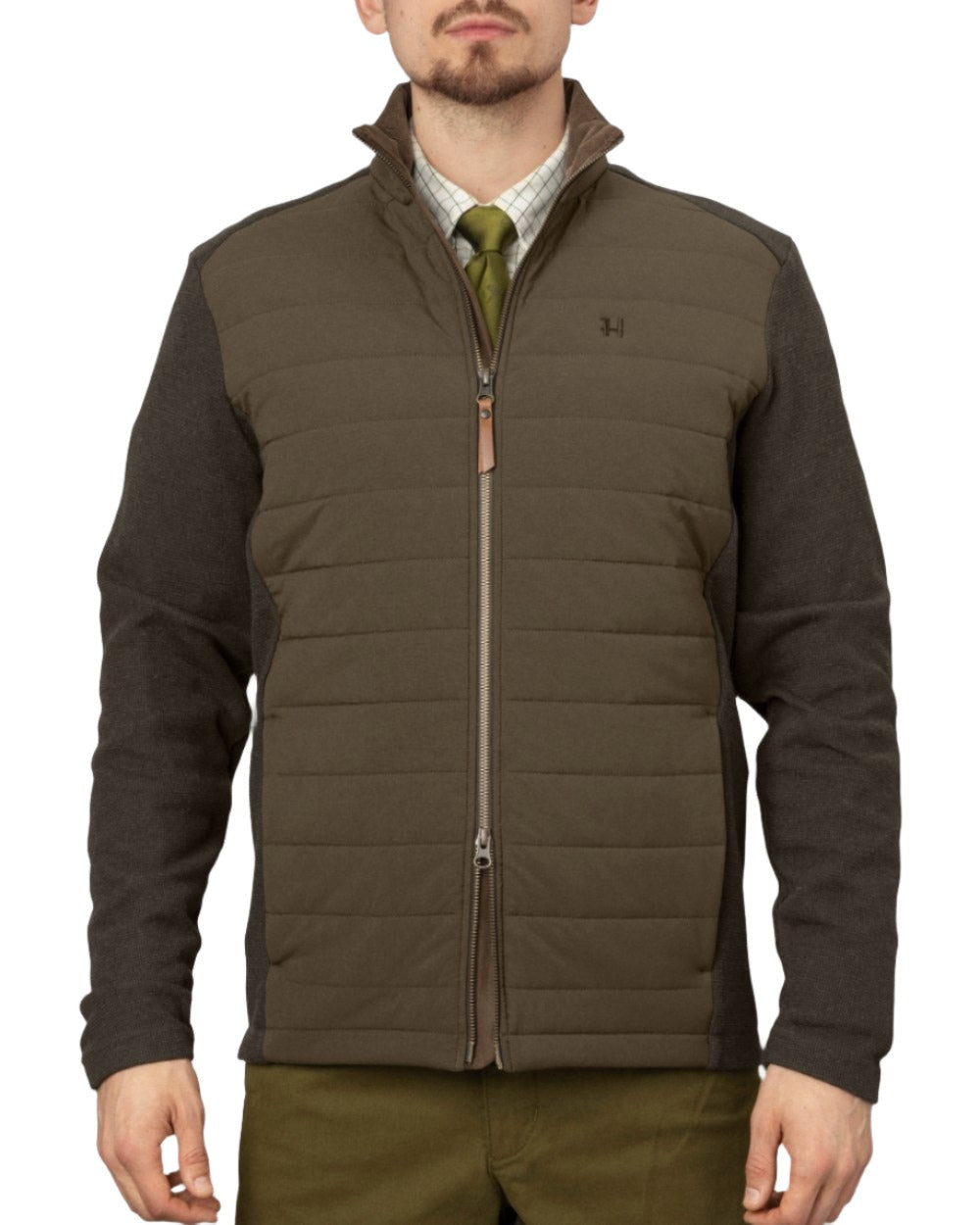 Willow Green Coloured Harkila Sandhem Pro Insulated Cardigan on white background 