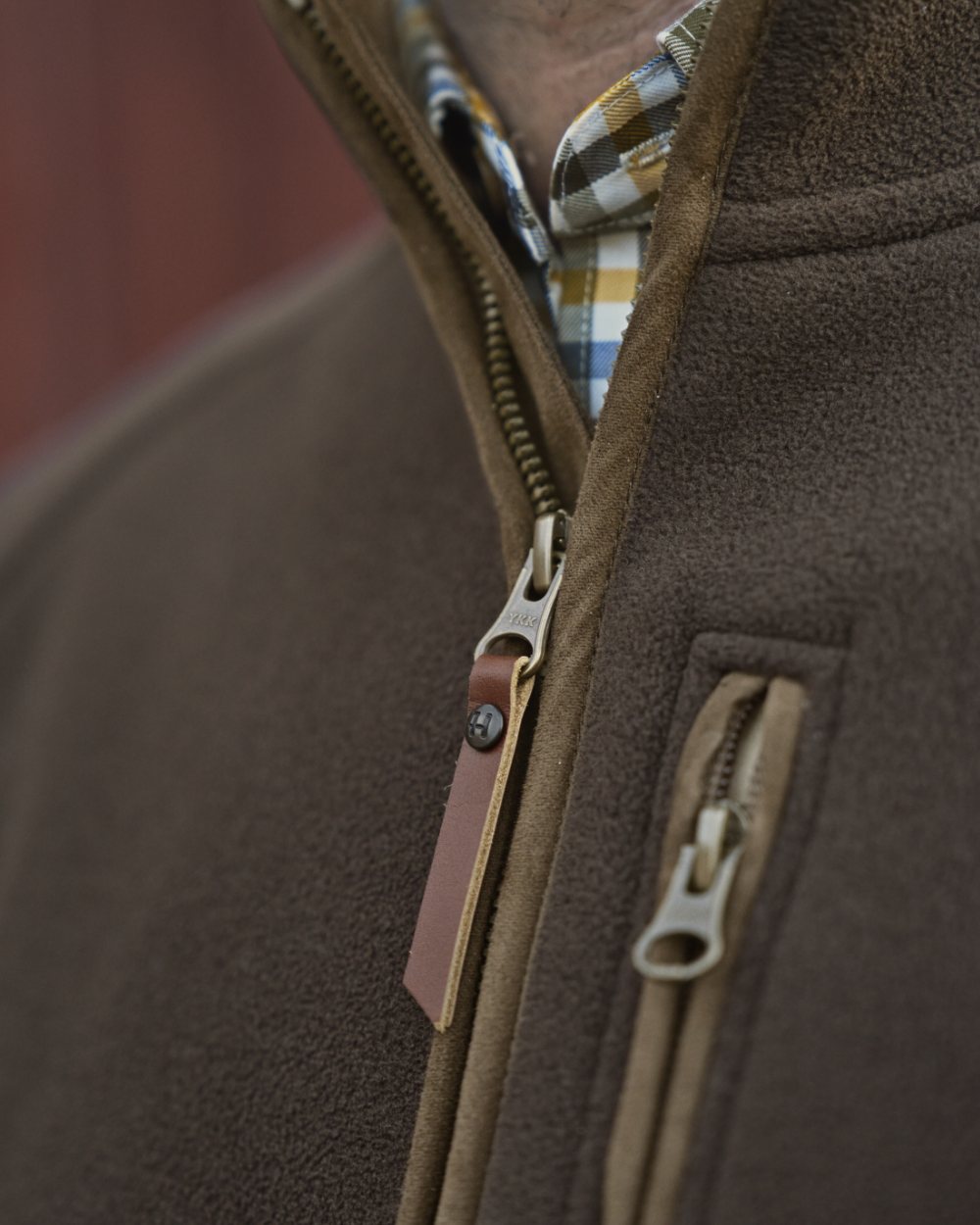 Demitasse Brown Coloured Harkila Sandhem Sherpa Fleece Jacket on outdoor background 