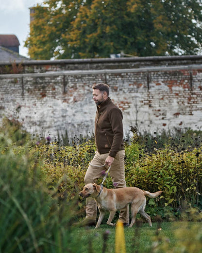 Demitasse Brown Coloured Harkila Sandhem Sherpa Fleece Jacket on outdoor background 