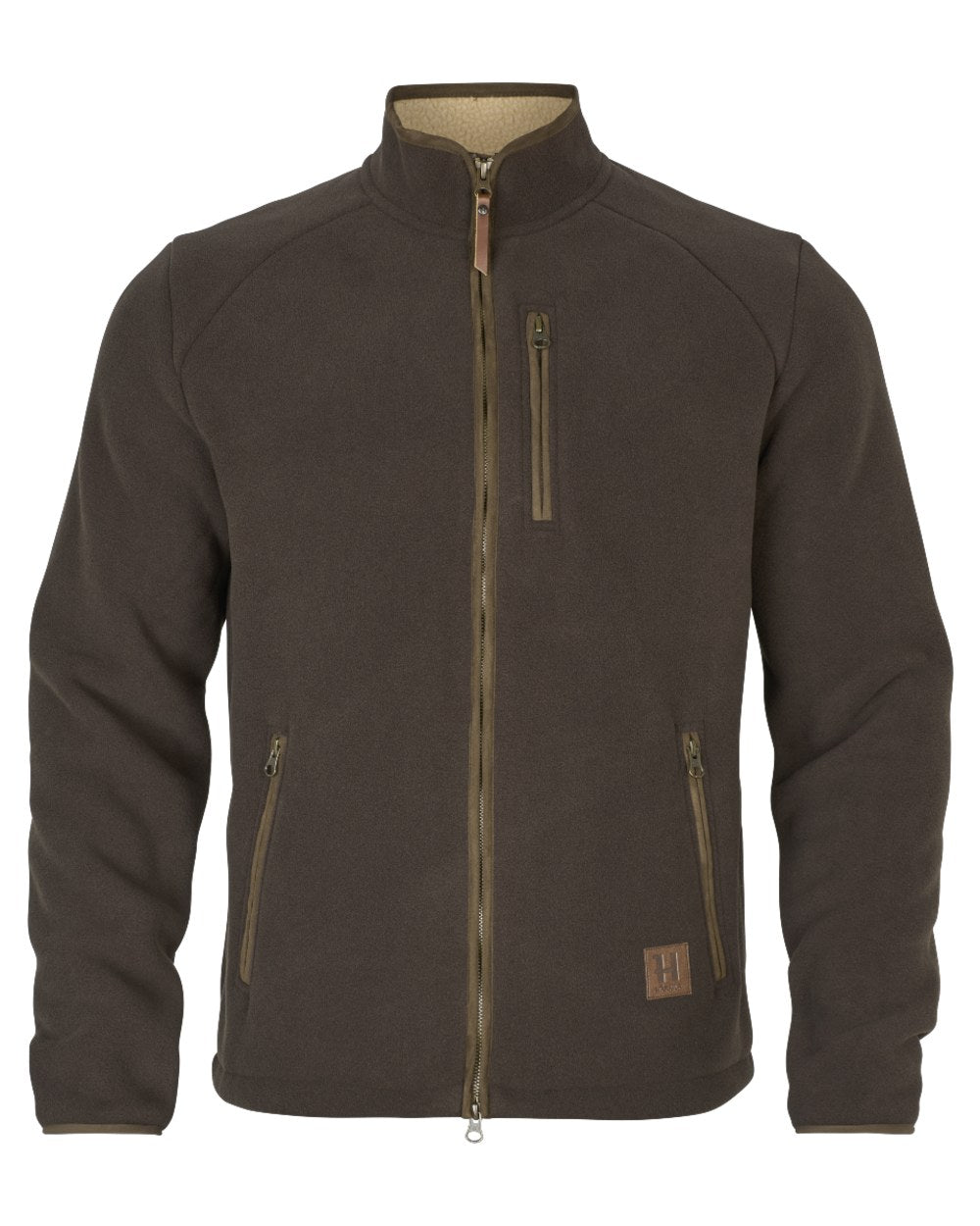Demitasse Brown Coloured Harkila Sandhem Sherpa Fleece Jacket on white background 