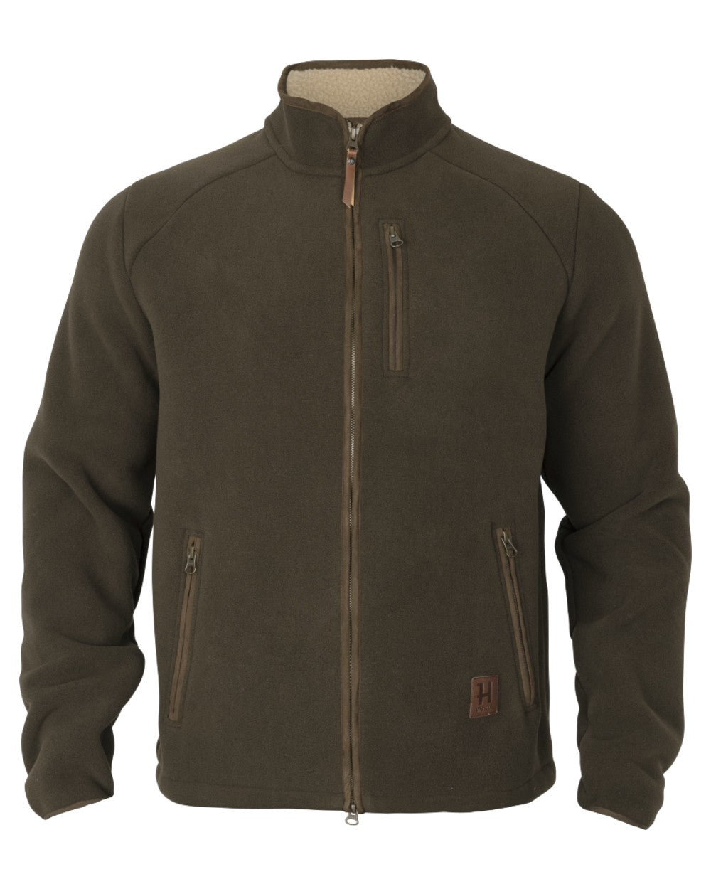 Willow Green Coloured Harkila Sandhem Sherpa Fleece Jacket on white background 