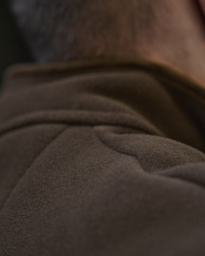 Demitasse Brown Coloured Harkila Sandhem Sherpa Fleece Waistcoat on outdoor background 