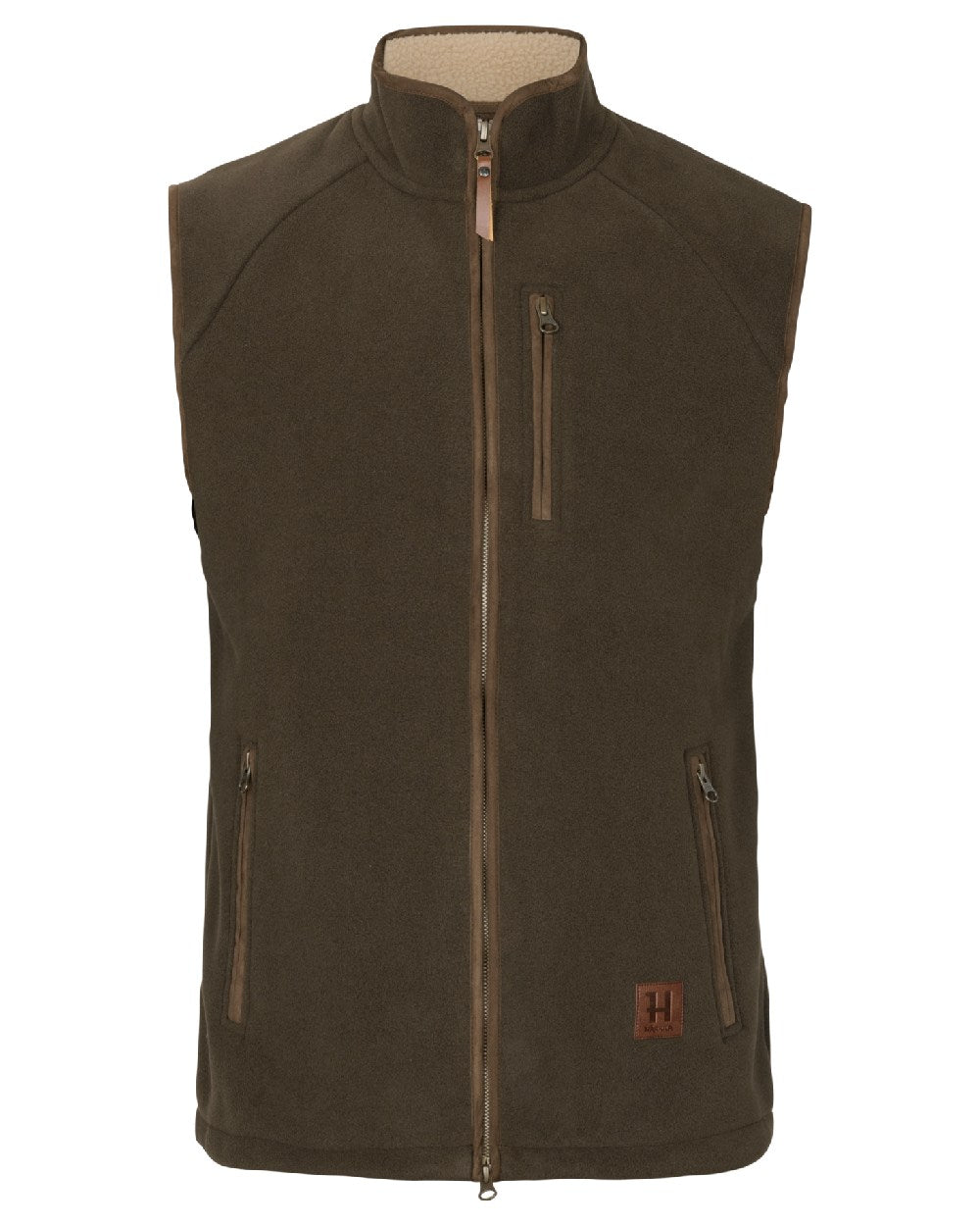 Willow Green Coloured Harkila Sandhem Sherpa Fleece Waistcoat on white background 