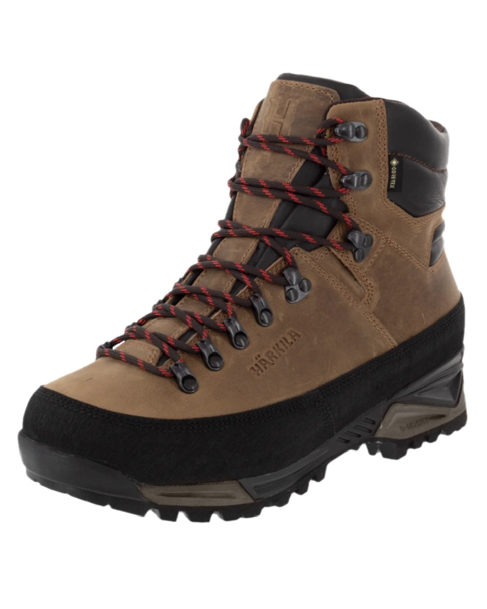 Mid Brown Coloured Harkila Saxnas GTX Boots on white background 