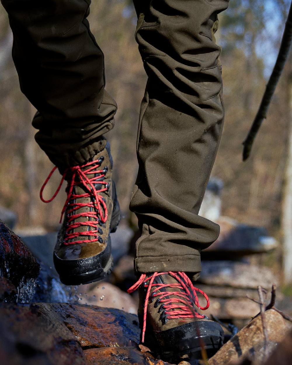 Willow Green Coloured Harkila Saxnas GTX Boots on blurry background 