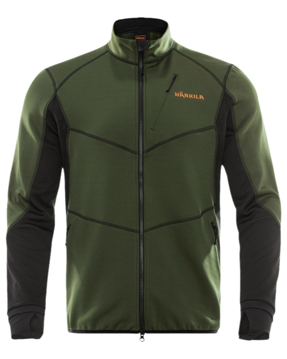 Duffel Green Black Coloured Harkila Scandinavian Fleece Jacket on white background 