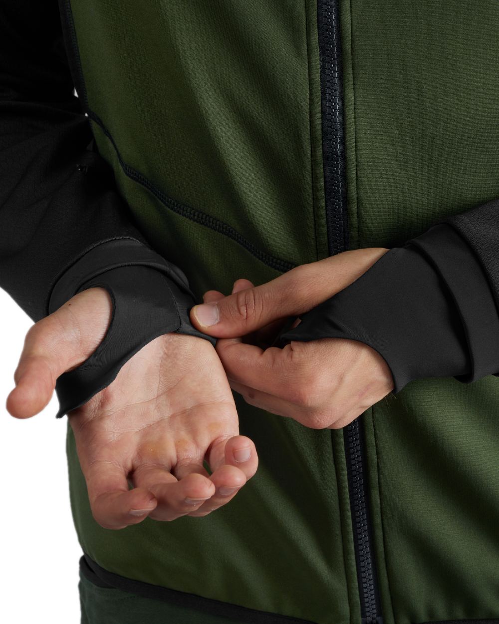 Duffel Green Black Coloured Harkila Scandinavian Fleece Jacket on white background 