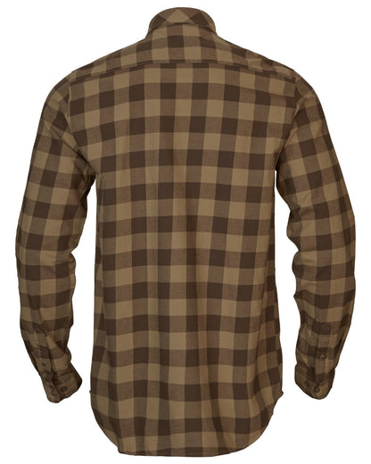 Antique Bronze Check coloured Harkila Scandinavian Long Sleeve Shirt on white background 