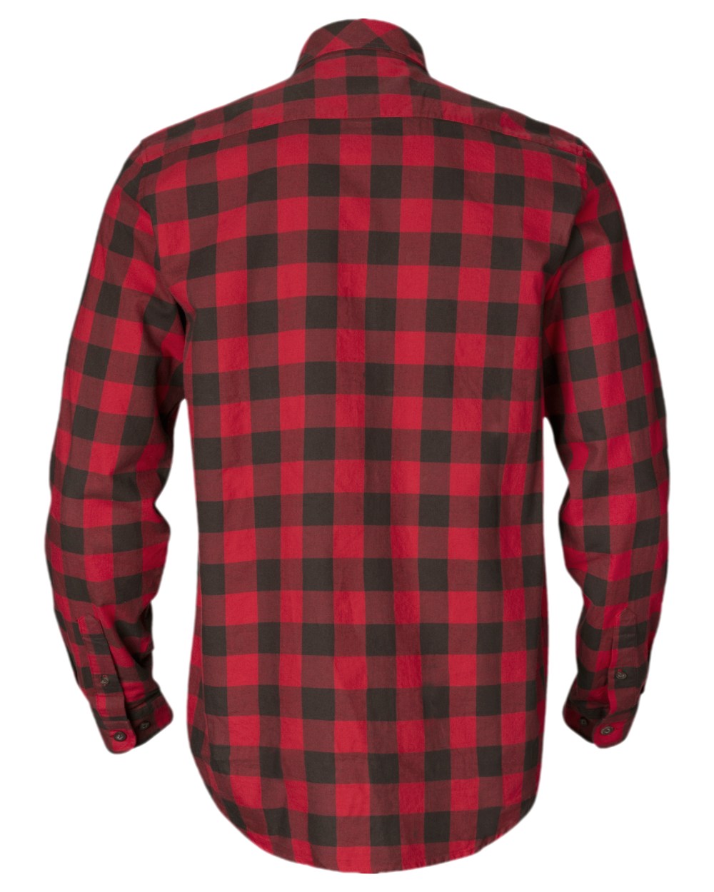 Red Check Coloured Harkila Scandinavian Long Sleeve Shirt on white background 