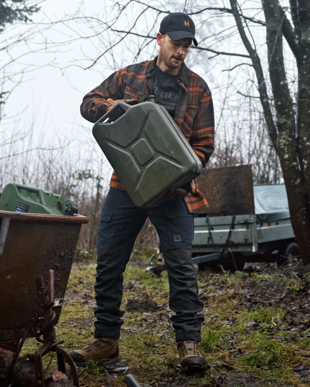 Salute Anthracite Coloured Harkila Scandinavian Trousers on forest background 