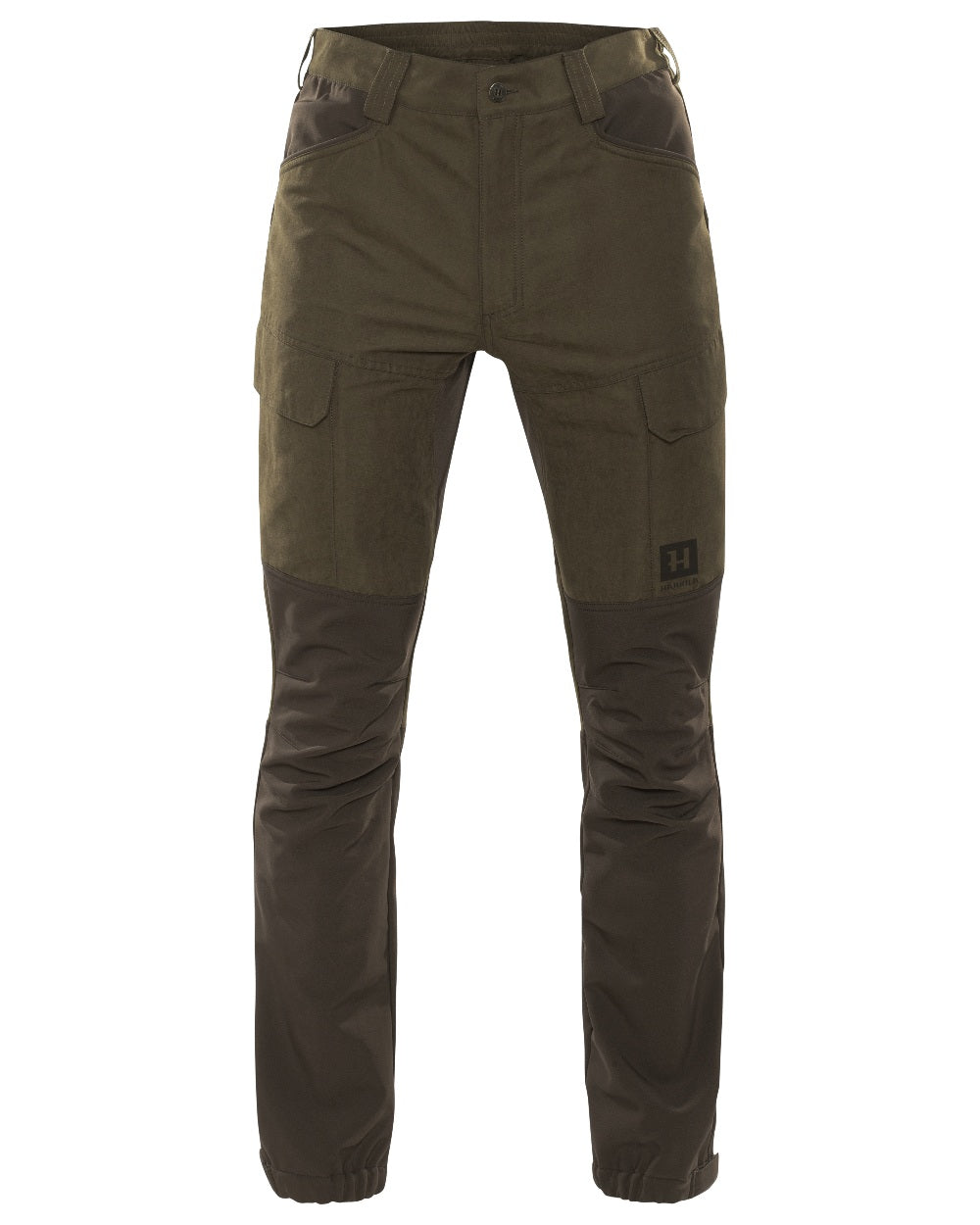 Willow Green Deep Brown Coloured Harkila Scandinavian Trousers on white background 