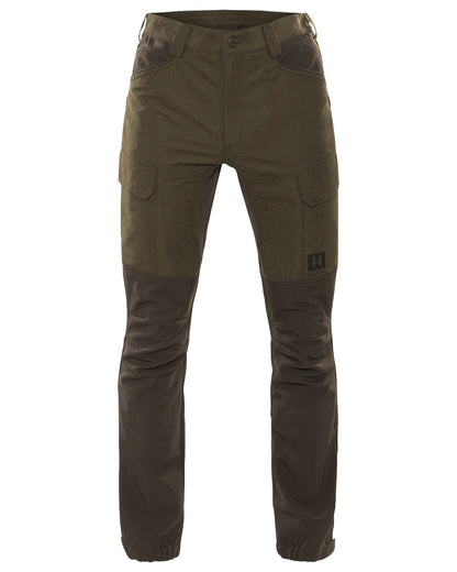 Willow Green Deep Brown Coloured Harkila Scandinavian Trousers on white background 