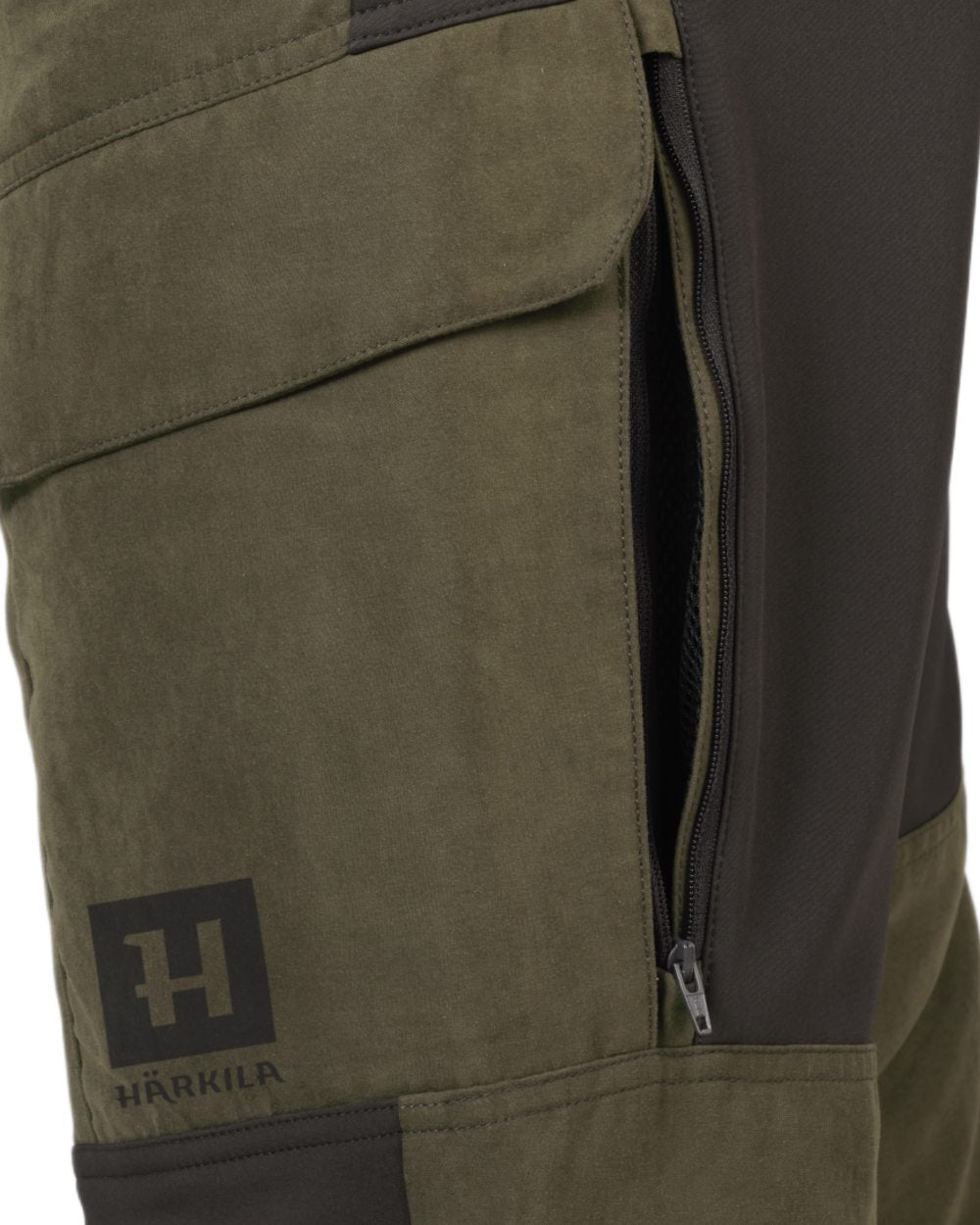 Willow Green Deep Brown Coloured Harkila Scandinavian Trousers on white background 
