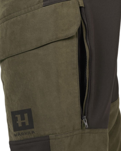 Willow Green Deep Brown Coloured Harkila Scandinavian Trousers on white background 