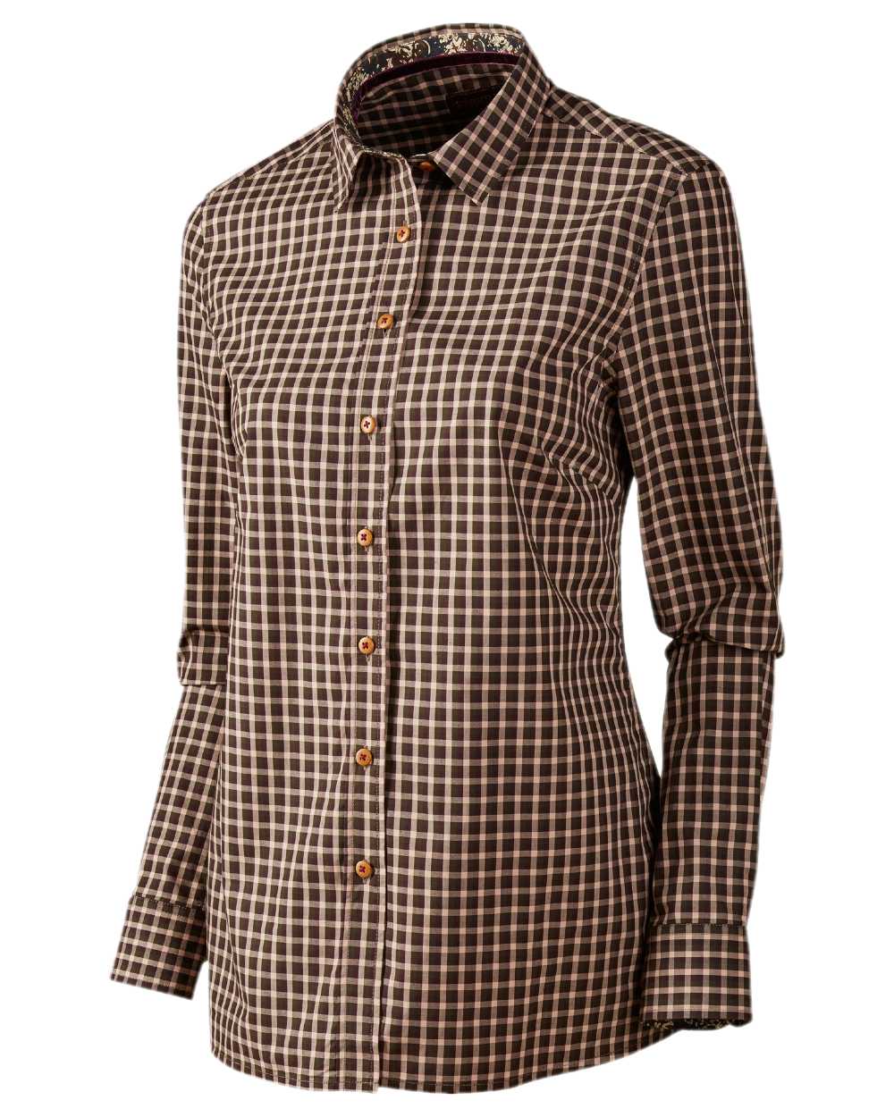 Bright Port Check Coloured Harkila Selja Lady Long Sleeved Shirt on white background 