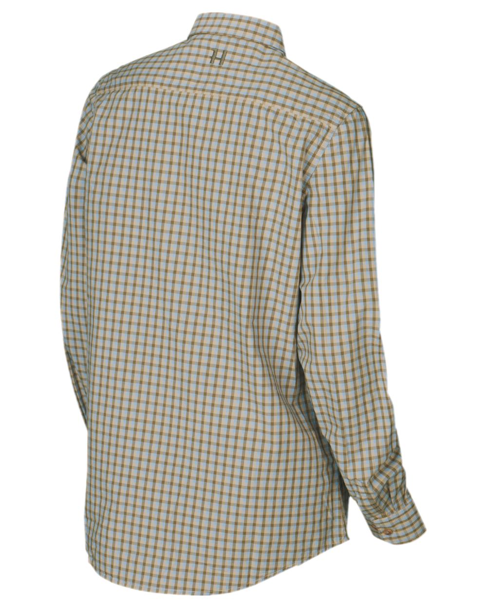 Heritage Blue Check Coloured Harkila Selja Lady Long Sleeved Shirt on white background 