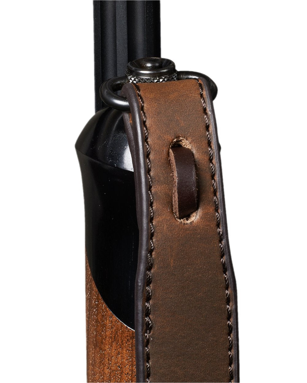 Dark Brown Coloured Harkila Shotgun Sling In Leather on white background 