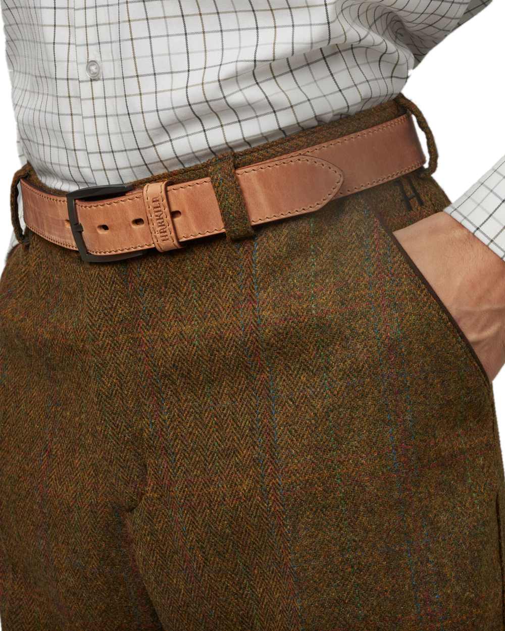 Terragon Brown Coloured Harkila Stornoway 2.0 HWS Tweed Breeks on white background 