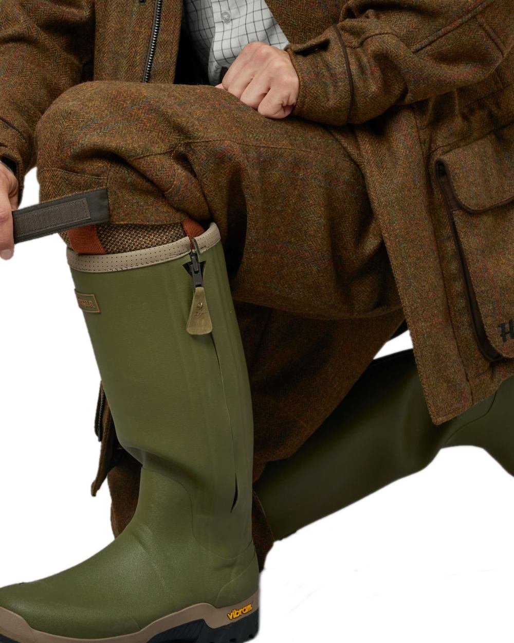 Terragon Brown Coloured Harkila Stornoway 2.0 HWS Tweed Breeks on white background 