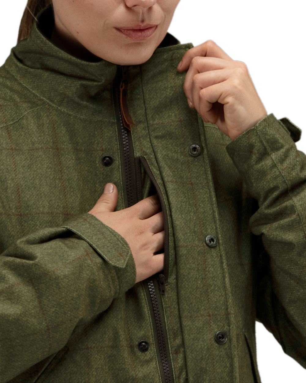 Willow Green Coloured Harkila Stornoway Shooting Lady Jacket on white background 