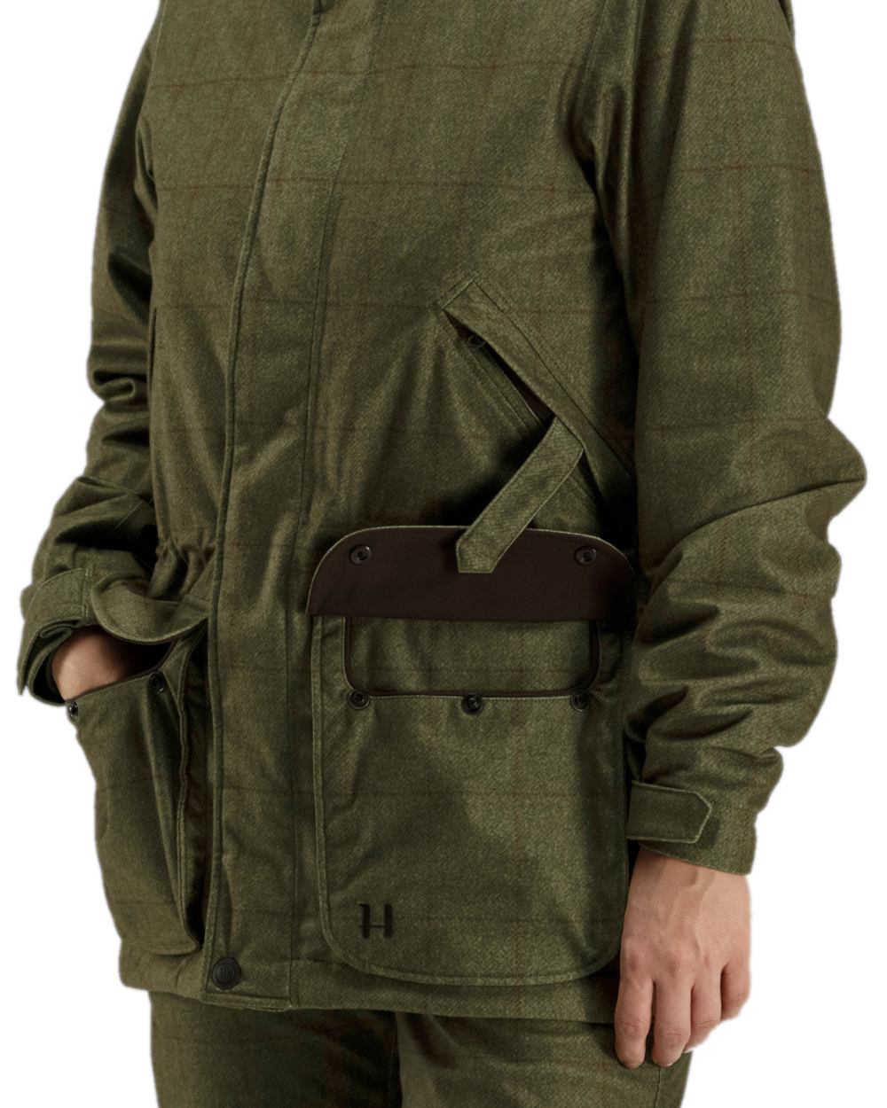 Willow Green Coloured Harkila Stornoway Shooting Lady Jacket on white background 
