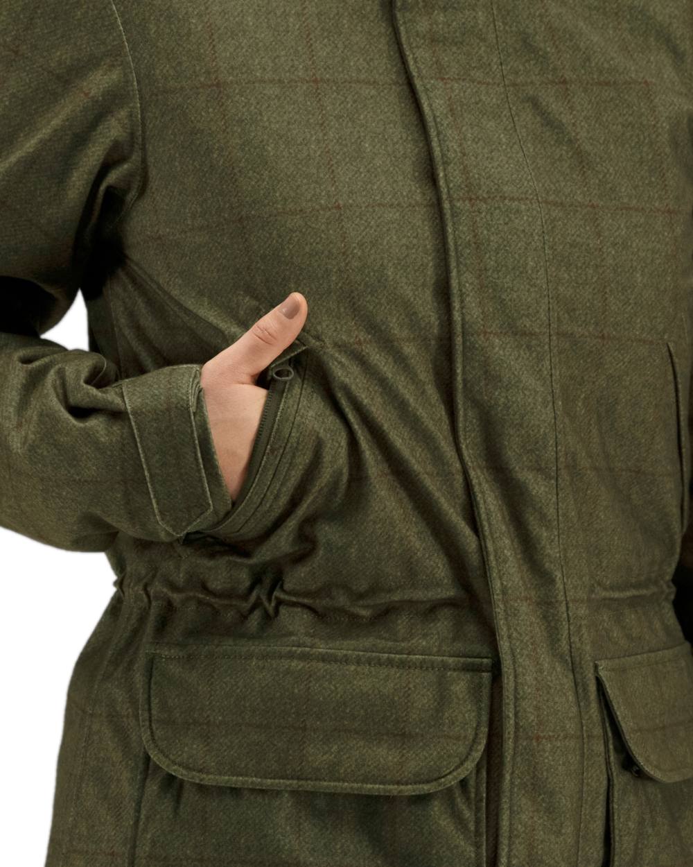 Willow Green Coloured Harkila Stornoway Shooting Lady Jacket on white background 